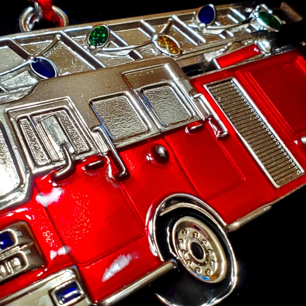 Christmas Tree Holiday Ornament Brilliant Bright Red Fire Engine Truck 3.5' - Picture 3 of 16